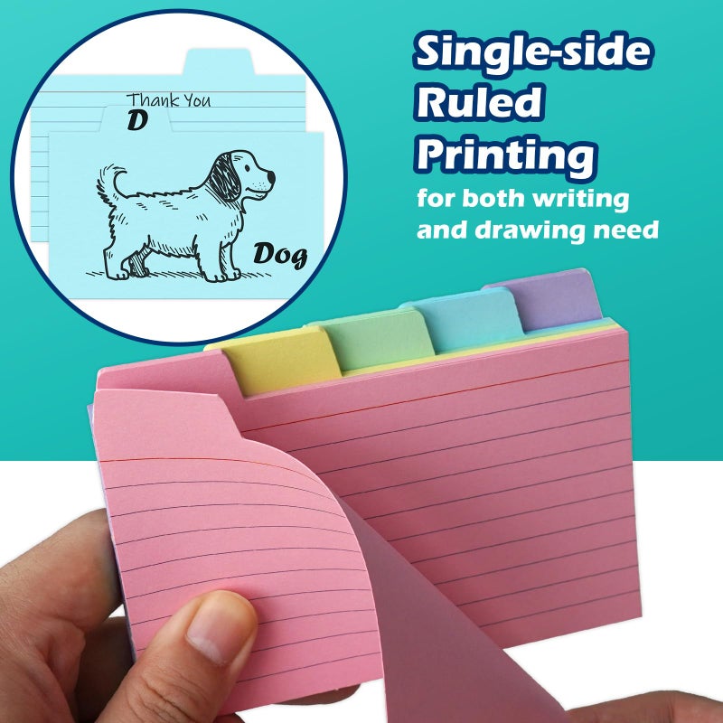 Olivo 100 Pack Tabbed Index Cards 3x5 Lined Index Card Dividers with Tabs 3 "" x 5 "", Colored, 220 GSM Thick Paper - Image 4